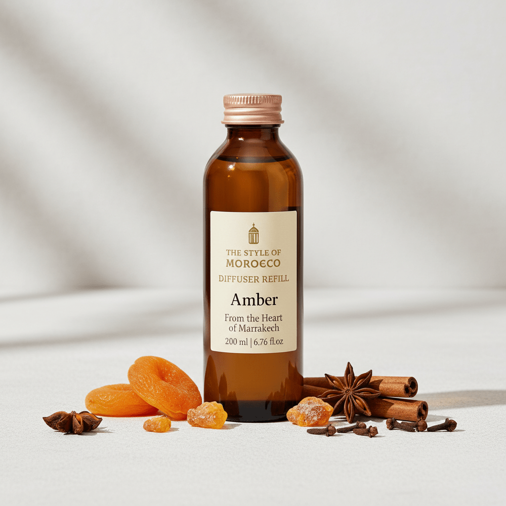 Afbeelding van een 200 ml Diffuser Refill van The Style of Morocco, met diverse geurkeuzes.