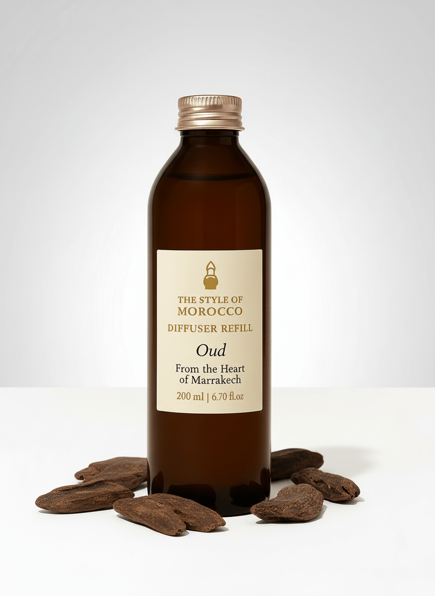 Afbeelding van een 200 ml navulling voor diffuser, The Style of Morocco, met Marokkaanse geuren.